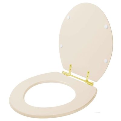 Assento Sanitario Poliéster Convencional Oval Marfim Para Vaso Celite Com Ferragem Dourada