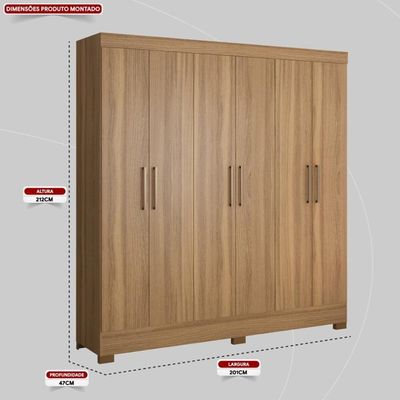Guarda Roupa Casal 6 Portas E 3 Gavetas Prático Amêndola Touch