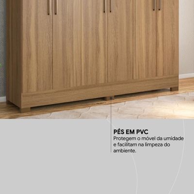 Guarda Roupa Casal 6 Portas E 3 Gavetas Prático Amêndola Touch