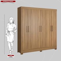 Guarda Roupa Casal 6 Portas E 3 Gavetas Prático Amêndola Touch