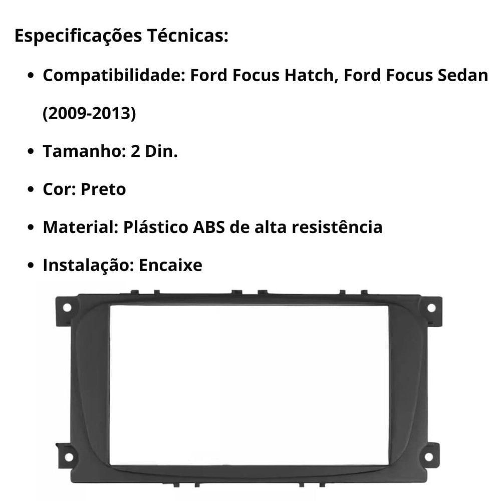 Central Multimídia 2 Din Mp5 Ford Focus Hatch Câmera Moldura Tela