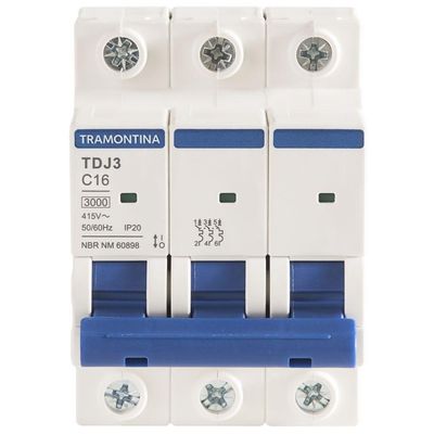 Minidisjuntor Tdj3ka 3 P 16 A Curva C Tramontina