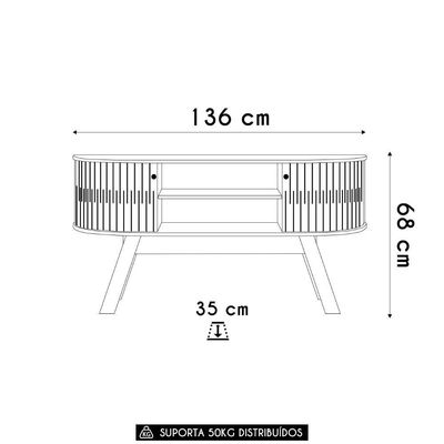 Rack Bancada De Tv 55 Pol 136cm Alana Z10 Naturale/off - Mpozenato