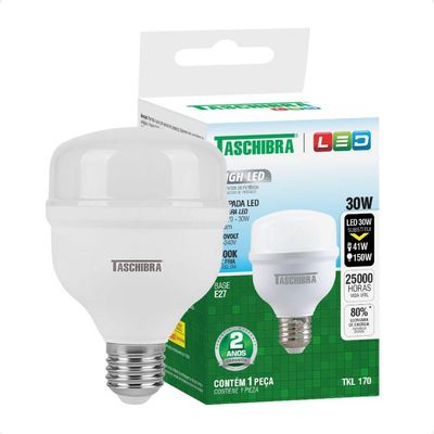 Kit 10 Lâmpadas High Led Tkl 30w Taschibra E27 Bivolt 6500k Frio