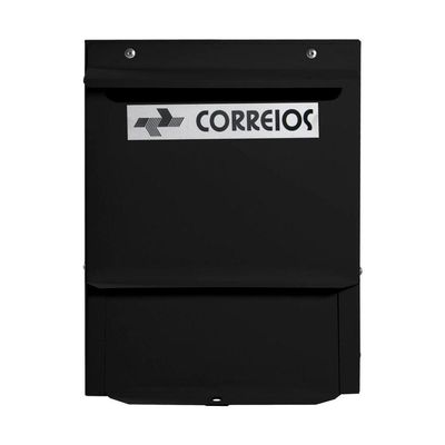 Caixa Correio Preta Abertura Frontal Suporte Parede 20 X 28 X 11 Cm - Fp