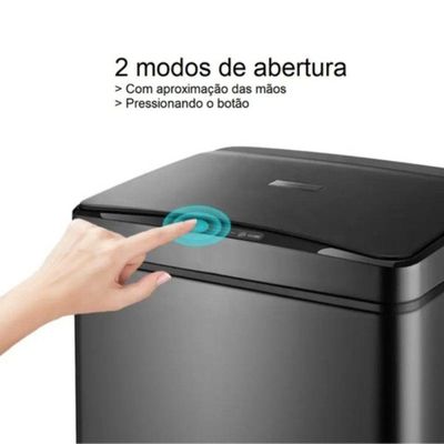 Lixeira Automática Retangular 50 Litros Com Sensor Branca