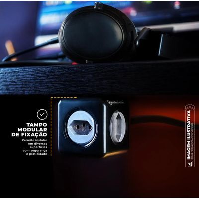Adaptador Bivolt Energy Cube - Preto - Com 5 Tomadas e Cabo de 1,5 M - Gshield