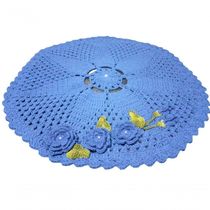 Tapete Azul De Crochê Artesanal
