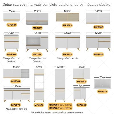 Cozinha Modulada Completa Compacta 287cm Veneza Multimóveis