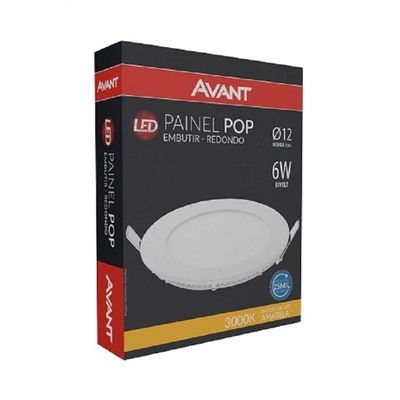 Painel Pop Embutir Redondo Avant 12cm - 60w - 3000k Luz Amarela