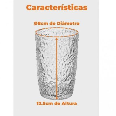 Copo De Luxo Martelado 330 Ml Vidro Resistente - Lyor