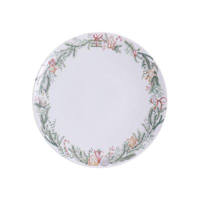 Prato Raso Tramontina Noite Feliz Em Porcelana Decorada 21 Cm