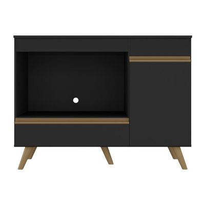 Balcão Para Cooktop E Forno 105cm 1 Porta 1 Gaveta Veneza Multimóveis Mp2258 Preto Dourado