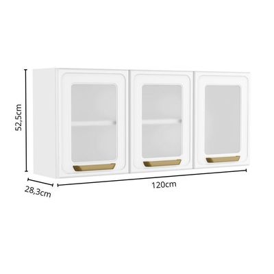 Cozinha Completa Aço C/ Portas Vidro Bella Bertolini - Branco