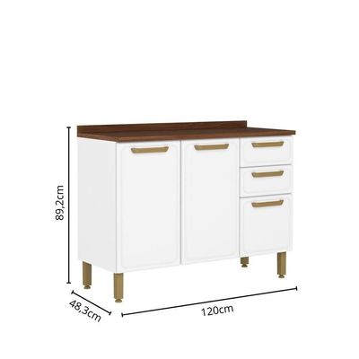 Cozinha Completa Aço C/ Portas Vidro Bella Bertolini - Branco