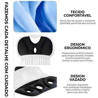 Almofada De Apoio Lombar Cadeira Gg - Azul