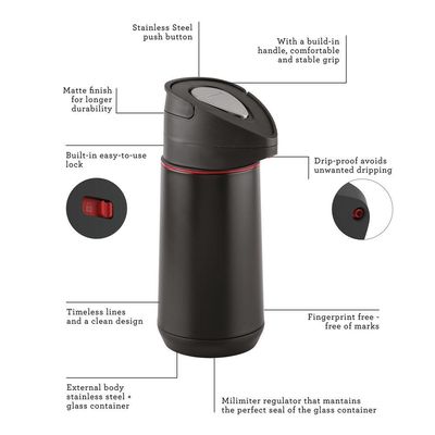 Garrafa Térmica Tramontina Exata Em Aço Inox Preto 1,2 L