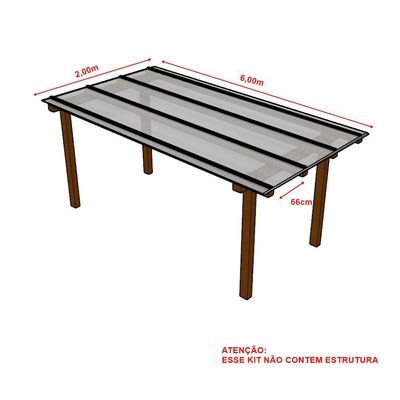 Kit Policarbonato Branco 6mm 2,00m X 6,00m - Perfis Naturais