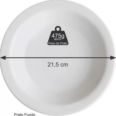 Jogo De 10 Prato Fundo Sopa Massa Branco Ceramica - Porcelart
