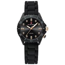 Relógio De Quartzo Feminino Design Casual Pulseira De Silicone 5atm à Prova D´agua Preto