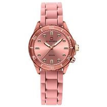 Relógio De Quartzo Feminino Design Casual Pulseira De Silicone 5atm à Prova D´agua Rosa