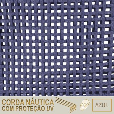 2 Espreguiçadeiras Reclinavel Catar Preto Corda Nautica Azul