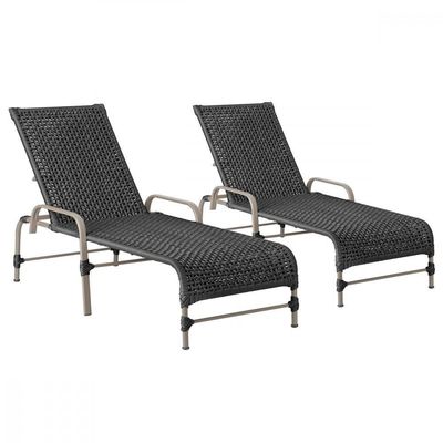 2 Espreguiçadeiras Reclinavel Catar Fendi Trama Original Preto