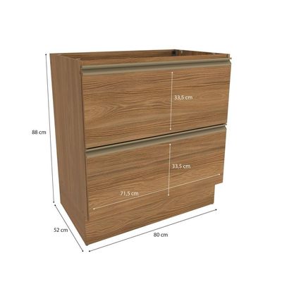 Balcão 2 Gavetas Kappesberg Celeste 100% Mdf Nogueira 80cm