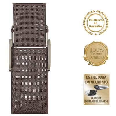 2 Espreguiçadeiras Reclinavel Catar Fendi Trama Original Marrom