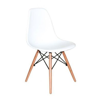 Cadeira Eiffel Charles Eames Branca Com Base De Madeira, Elegância E Conforto