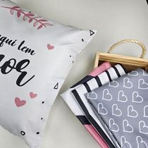 Kit 4 Capas De Almofadas Decorativa Aqui Tem Amor
