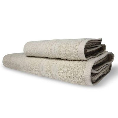 Kit 2 Toalhas Lisboa 1 Banho 1 Rosto Grossa 100% Algodão 430g-m² Bege