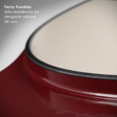 Panela de Ferro Fundido Esmaltado Caçarola Electrolux Expert 24cm Vermelha