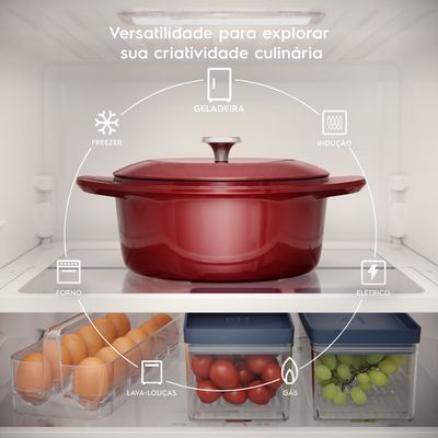 Panela de Ferro Fundido Esmaltado Caçarola Electrolux Expert 24cm Vermelha