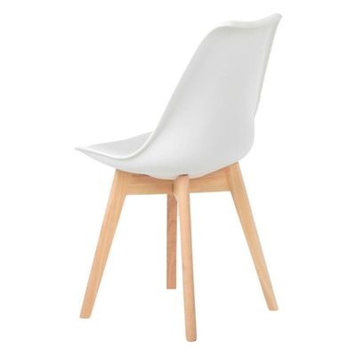 Kit C| 3 Cadeira Leda Branca - Charles Eames Wood Com Almofada