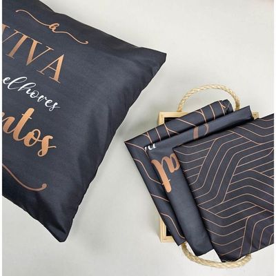 Kit 4 Capas De Almofadas Decorativa Gratidão Black