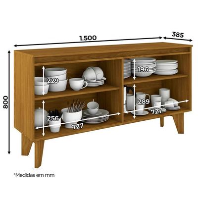 Balcao Buffet 4 Portas 150 Cm Quartzo Off White Nature Henn