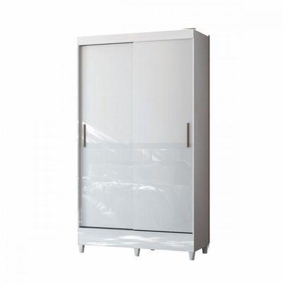 Guarda Roupa Solteiro Com Pés 2 Portas De Correr Branco New Branco