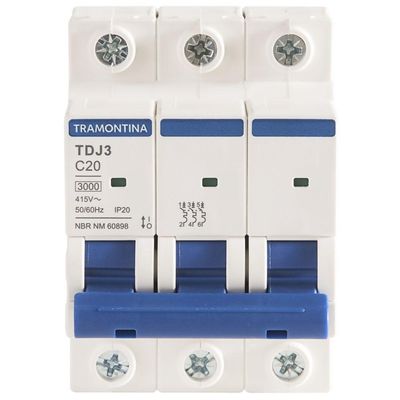 Minidisjuntor Tdj3ka 3 P 20 A Curva C Tramontina