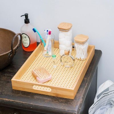 Bandeja Em Bambu Retangular Palinha 48cm Oikos