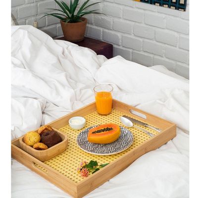 Bandeja Em Bambu Retangular Palinha 48cm Oikos