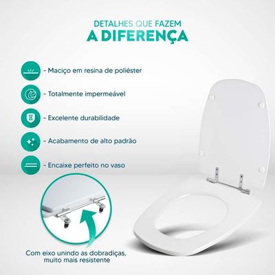 Assento Sanitário Poliester Optima Decorado Golfinho E Conchas Para Vaso Sensea