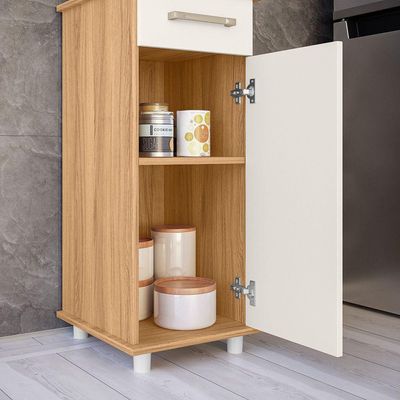 Balcão Multiuso Isis Simples 1 Porta 1 Gaveta Nicioli Freijo Com Off White