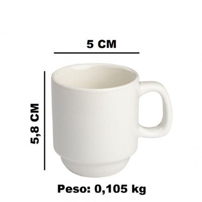Jogo 16 Xícaras De Cha Sem Pires Empilhavel 200ml Porcelart