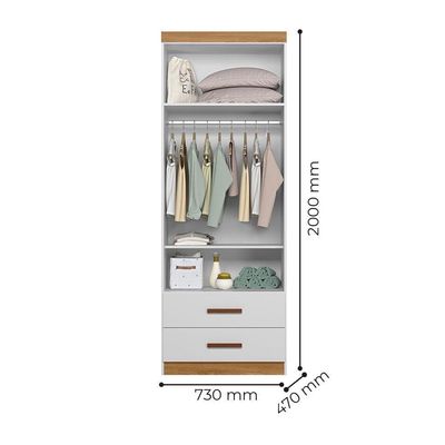 Guarda Roupa Infantil ônix 2 Portas E 2 Gavetas Flex Nature-branco - Peternella Móveis Nature-branco