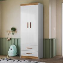 Guarda Roupa Infantil ônix 2 Portas E 2 Gavetas Flex Nature-branco - Peternella Móveis Nature-branco