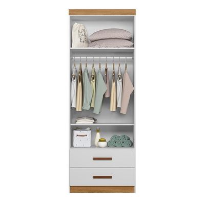 Guarda Roupa Infantil ônix 2 Portas E 2 Gavetas Flex Nature-branco - Peternella Móveis Nature-branco