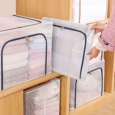 Caixa Organizadora De Guarda Roupa Multiuso Flexível Com Zíper 60x40x40