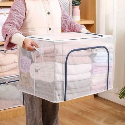 Caixa Organizadora De Guarda Roupa Multiuso Flexível Com Zíper 60x40x40