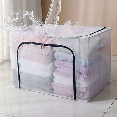 Caixa Organizadora De Guarda Roupa Multiuso Flexível Com Zíper 60x40x40